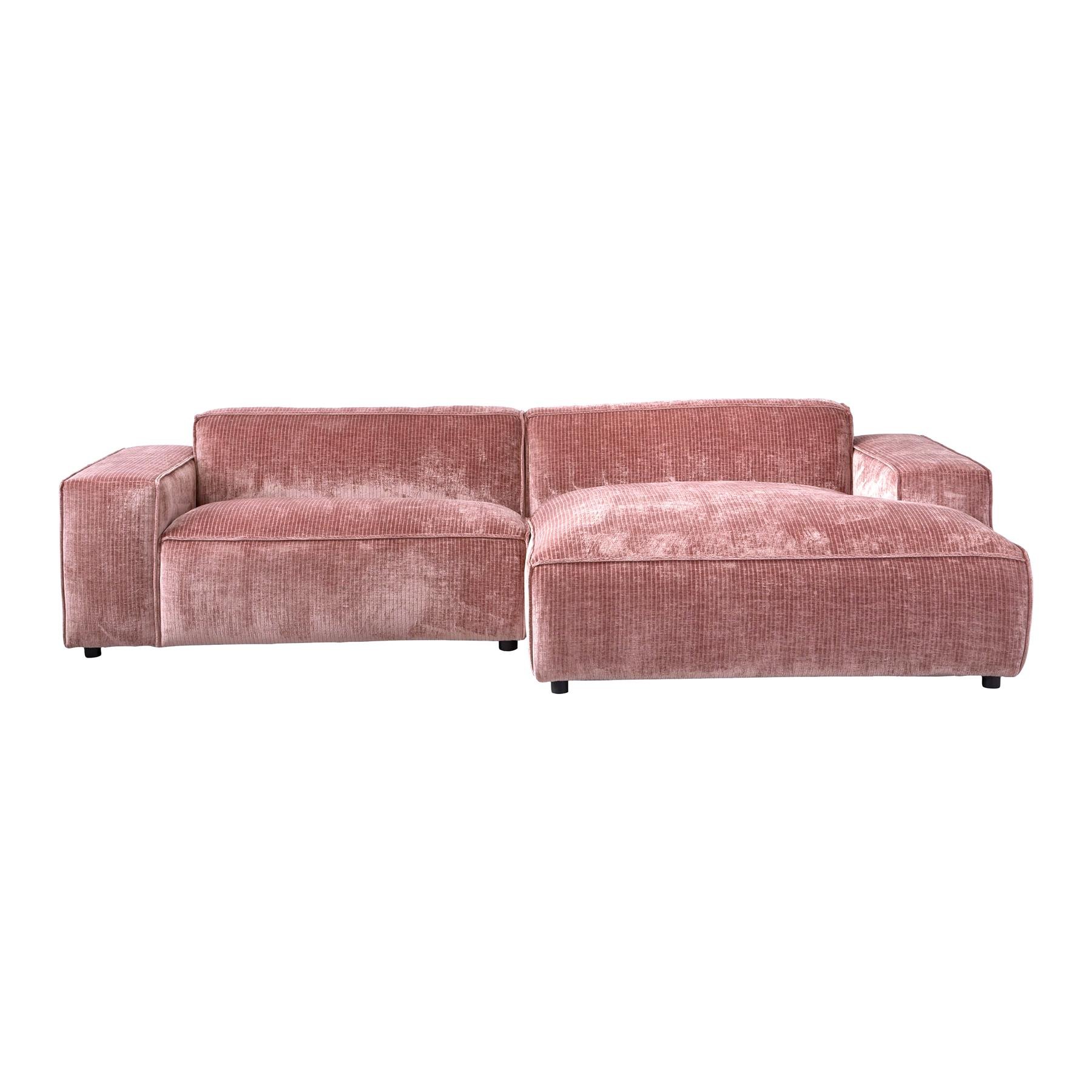 by fonQ Chunky Chaise Longue Rechts - Oud Roze - Rib