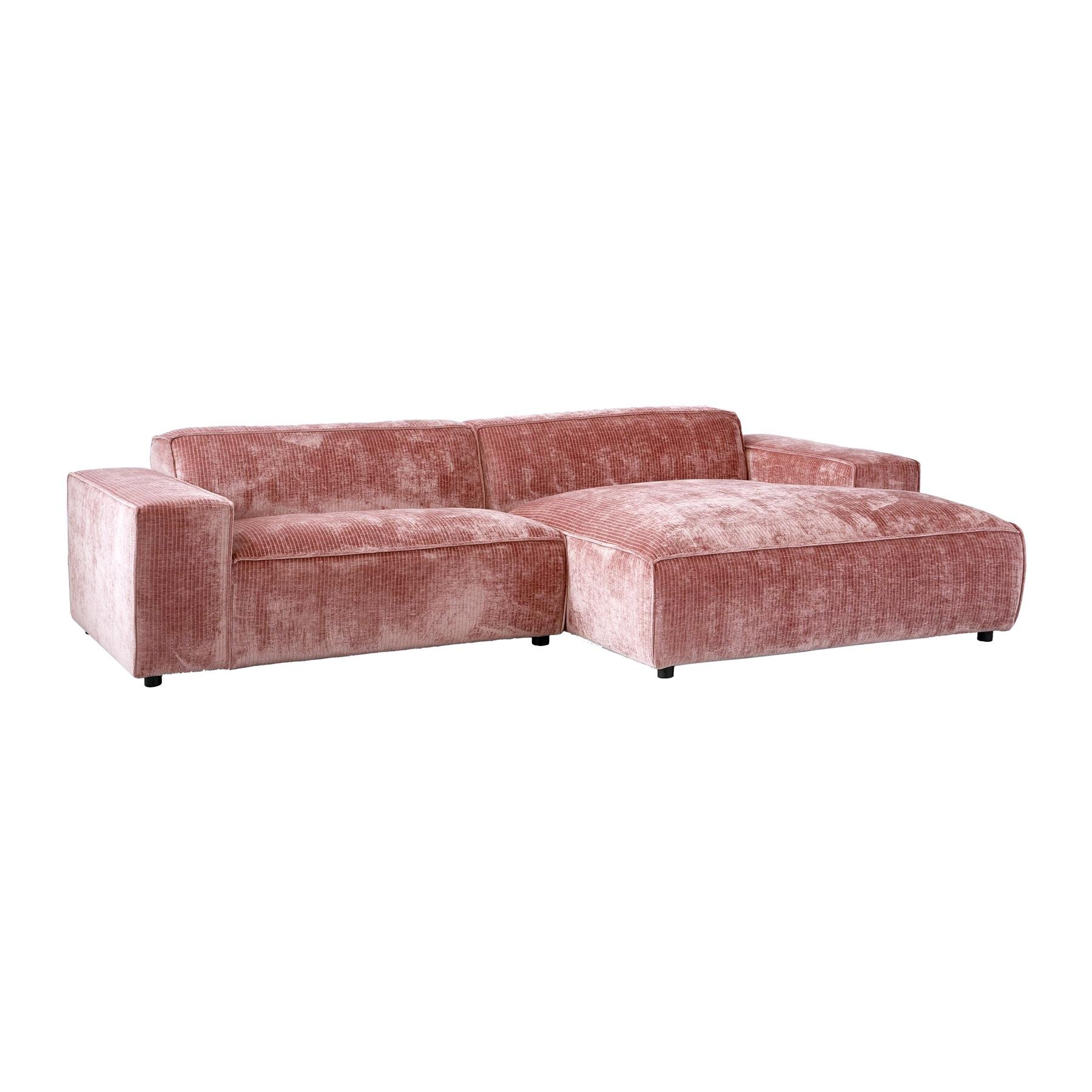 by fonQ Chunky Chaise Longue Rechts - Oud Roze - Rib