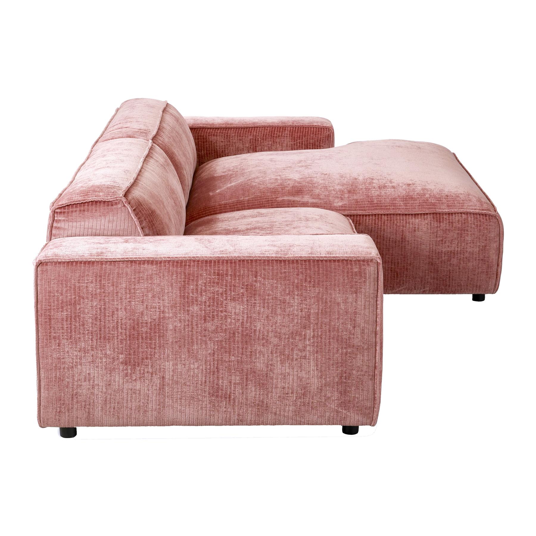 by fonQ Chunky Chaise Longue Rechts - Oud Roze - Rib