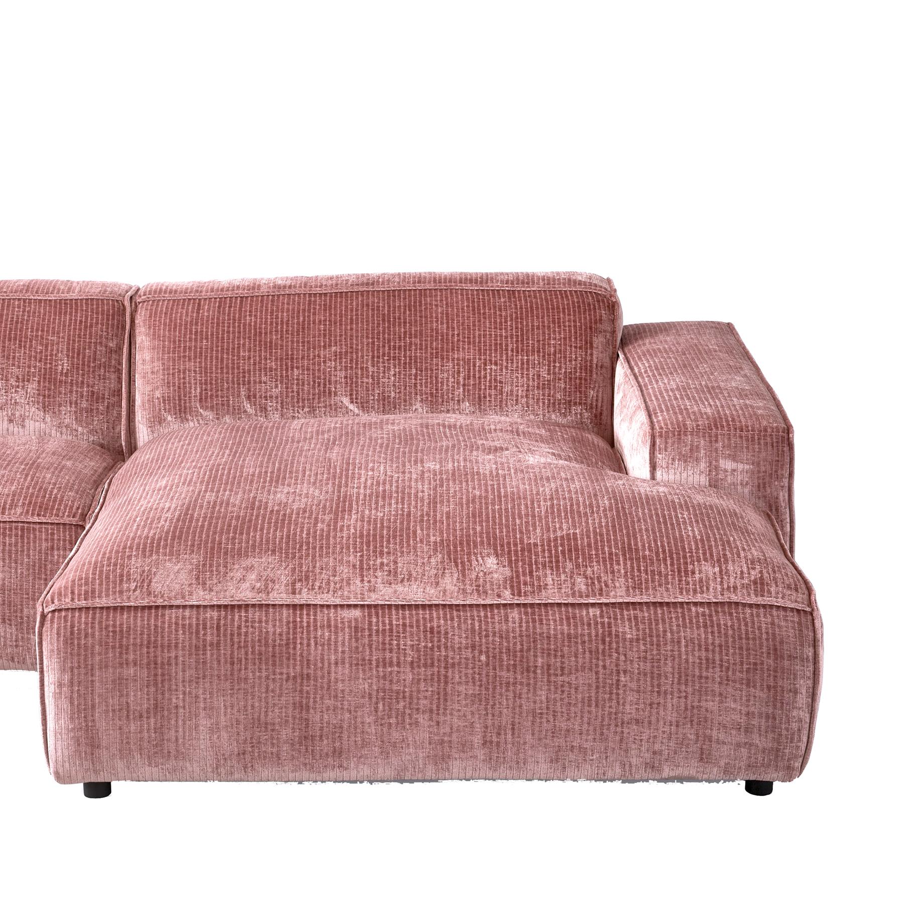 by fonQ Chunky Chaise Longue Rechts - Oud Roze - Rib