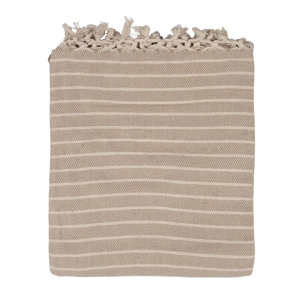 Clayre & Eef Plaid  125x150 cm Beige Katoen Strepen Deken