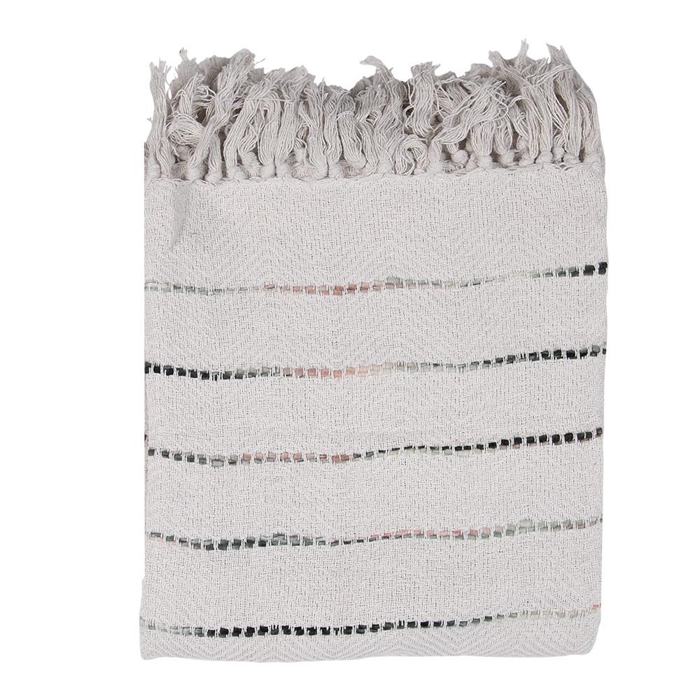Clayre & Eef Plaid  125x150 cm Beige Zwart Katoen Strepen Deken