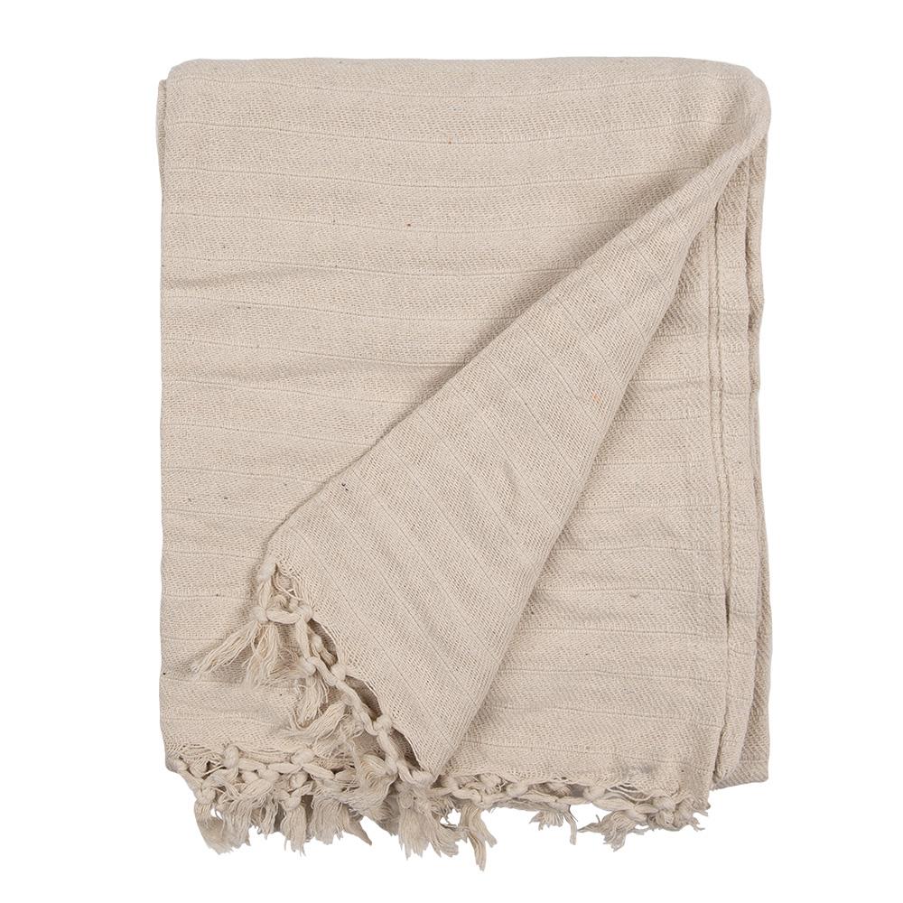 Clayre & Eef Plaid  125x150 cm Beige Katoen Strepen Deken