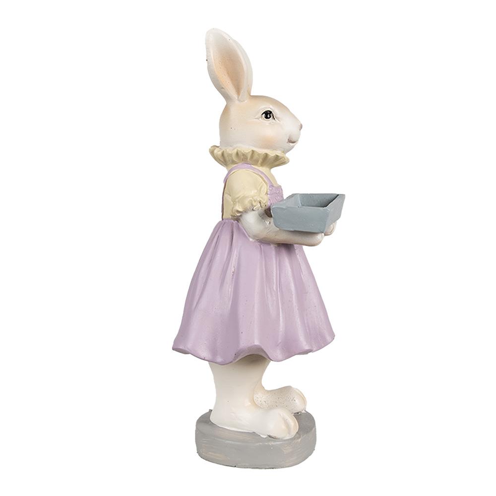 Clayre & Eef Beeld Konijn 10x8x20 cm Bruin Paars Polyresin