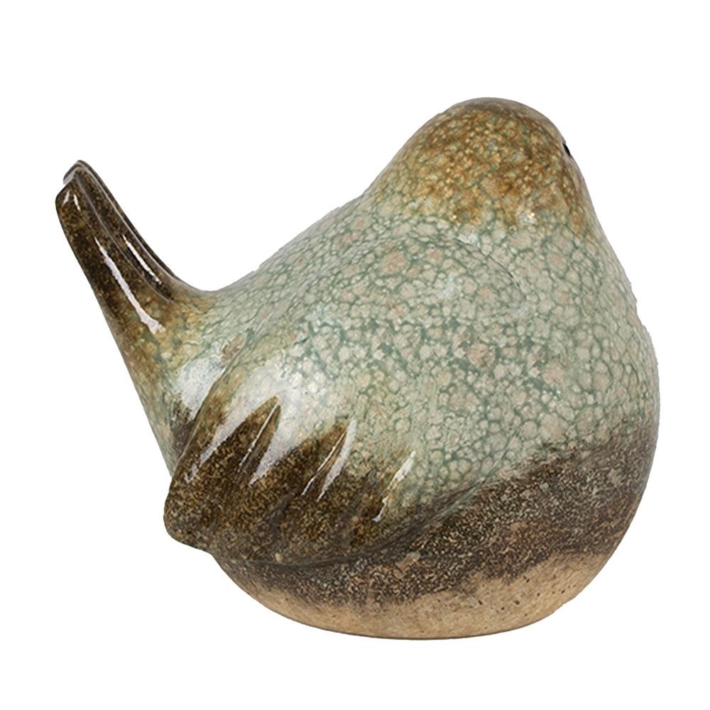 Clayre & Eef Beeld Vogel 14 cm Groen Bruin Keramiek