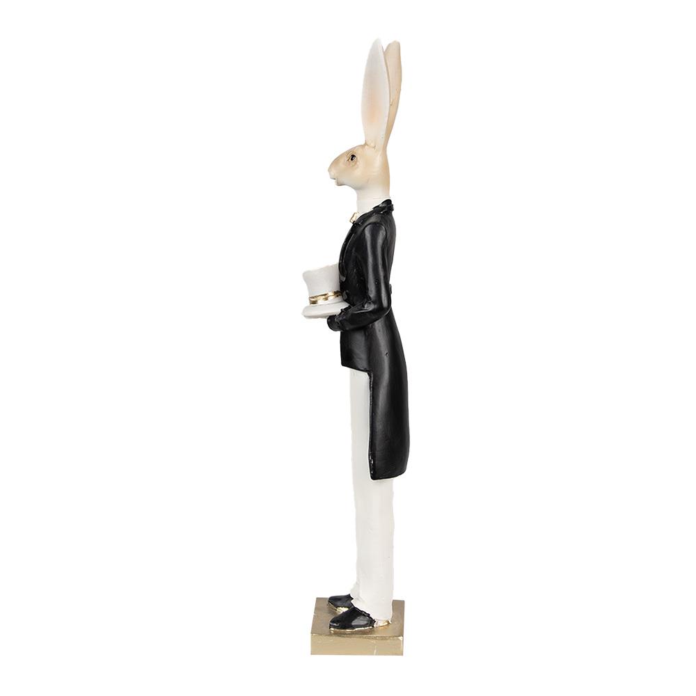 Clayre & Eef Beeld Konijn 32 cm Beige Zwart Polyresin Paasdecoratie