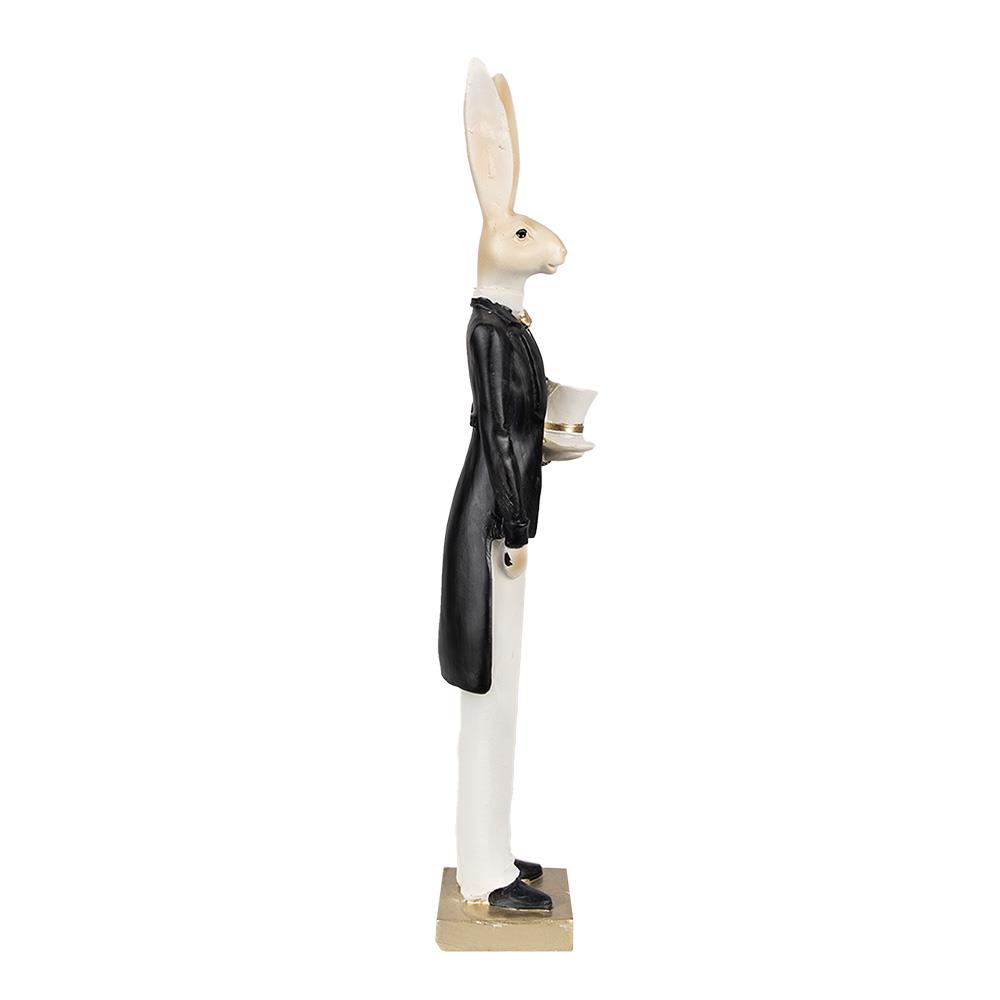 Clayre & Eef Beeld Konijn 32 cm Beige Zwart Polyresin Paasdecoratie