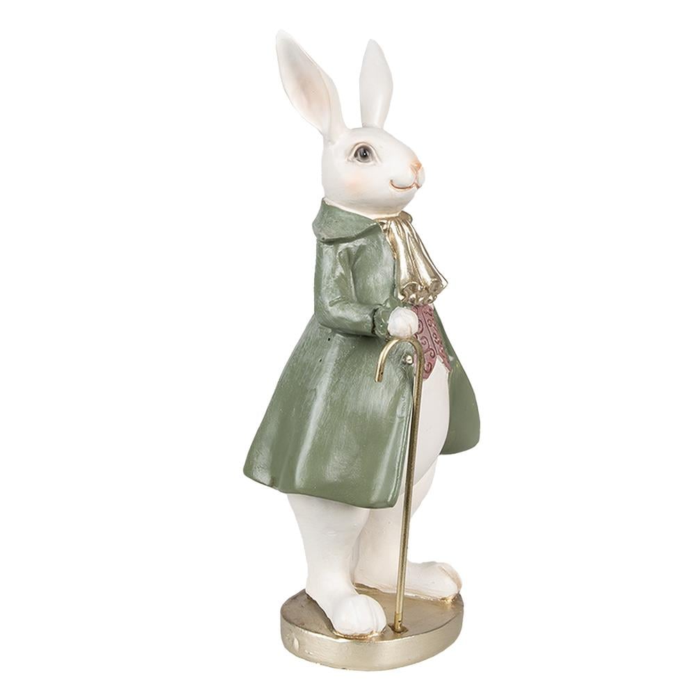 Clayre & Eef Beeld Konijn 26 cm Beige Groen Polyresin Paasdecoratie