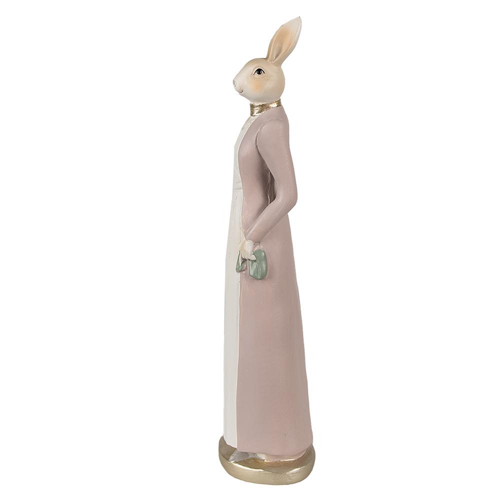 Clayre & Eef Beeld Konijn 28 cm Beige Roze Polyresin Paasdecoratie