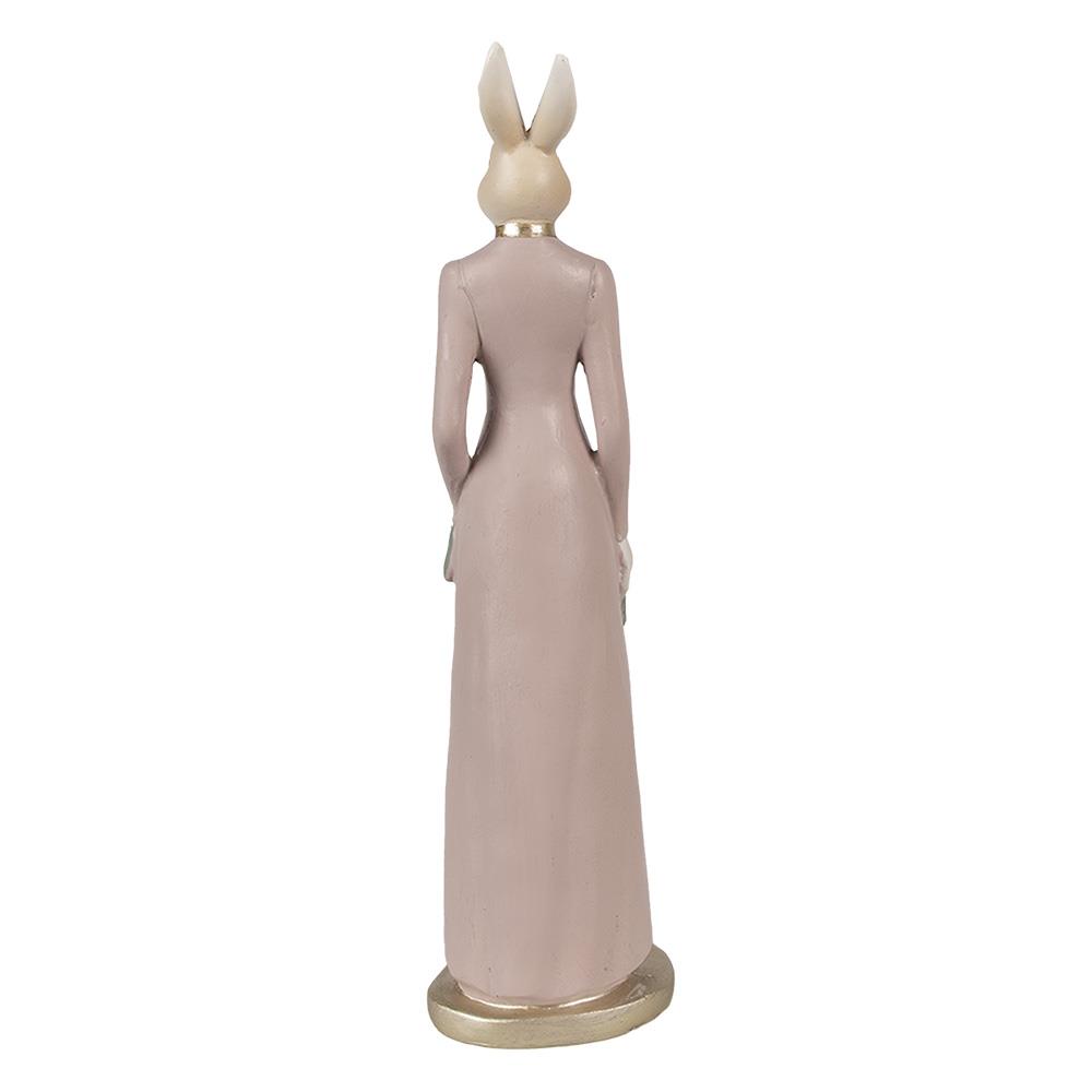 Clayre & Eef Beeld Konijn 28 cm Beige Roze Polyresin Paasdecoratie