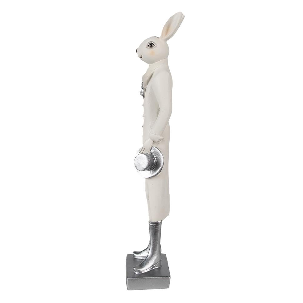 Clayre & Eef Beeld Konijn 34 cm Wit Polyresin Paasdecoratie