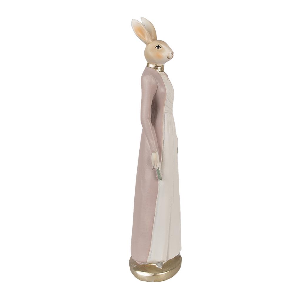 Clayre & Eef Beeld Konijn 28 cm Beige Roze Polyresin Paasdecoratie