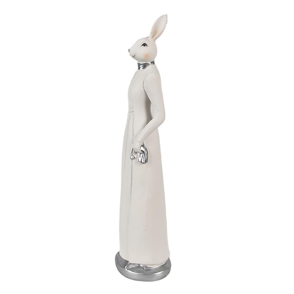 Clayre & Eef Beeld Konijn 28 cm Wit Polyresin Paasdecoratie