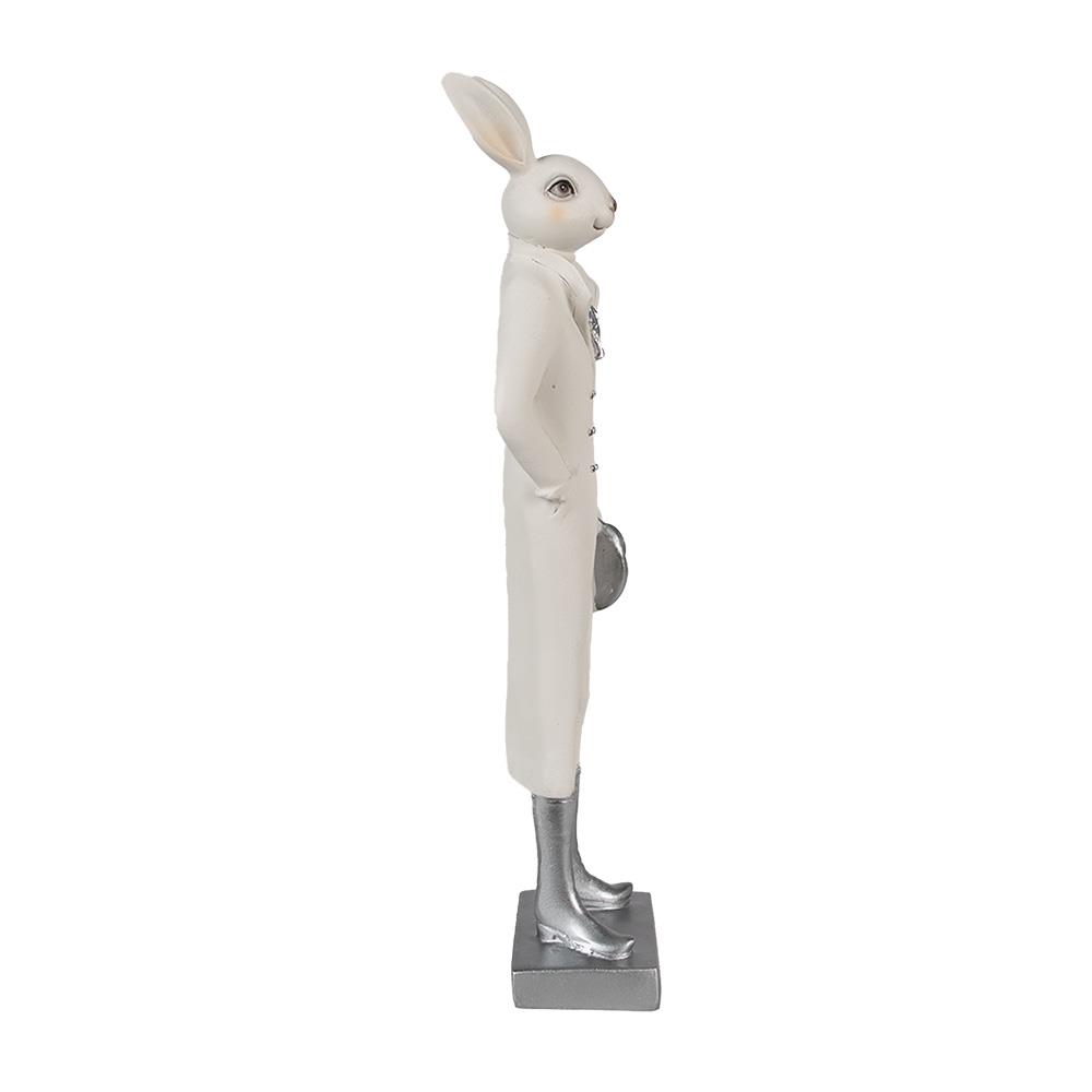 Clayre & Eef Beeld Konijn 34 cm Wit Polyresin Paasdecoratie
