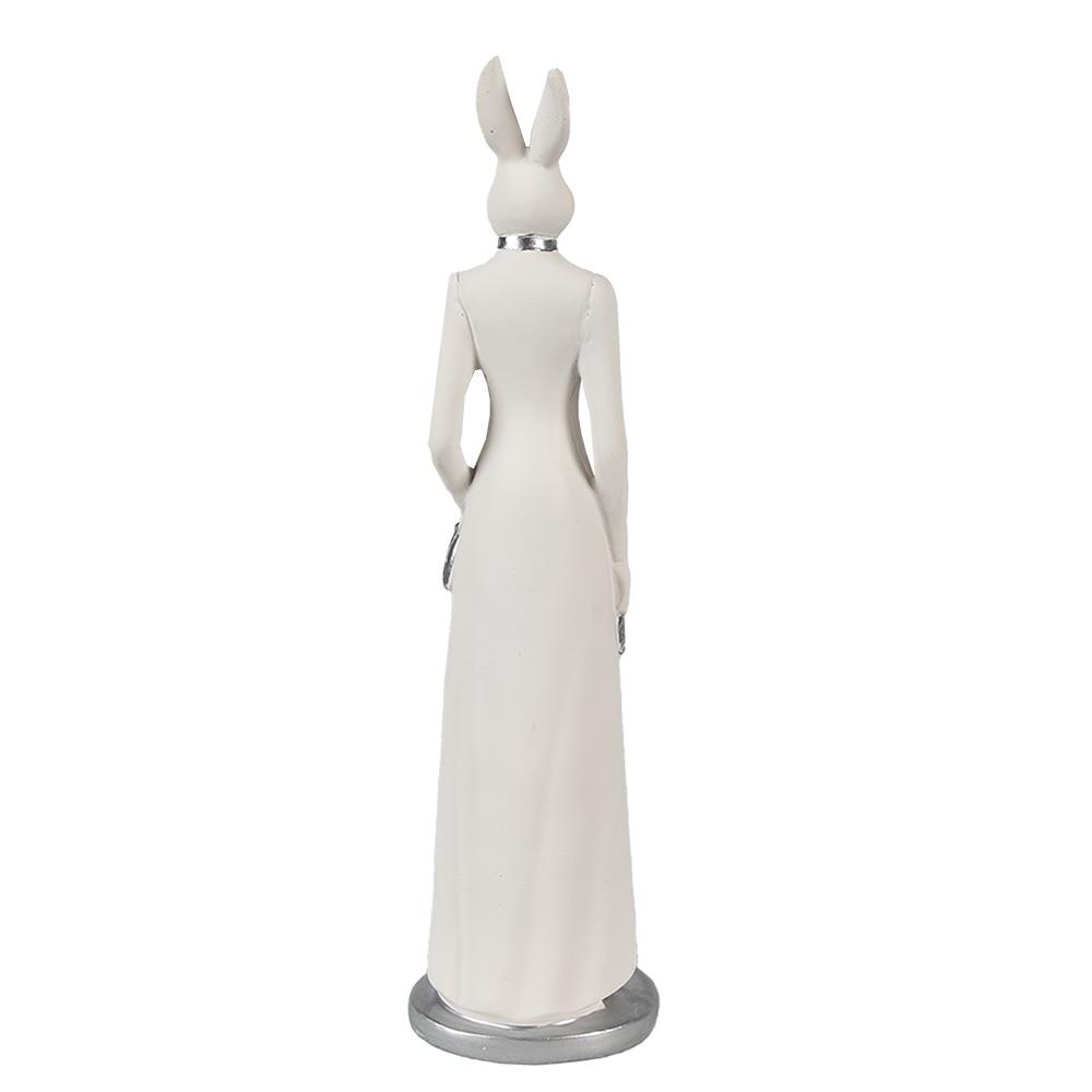 Clayre & Eef Beeld Konijn 28 cm Wit Polyresin Paasdecoratie