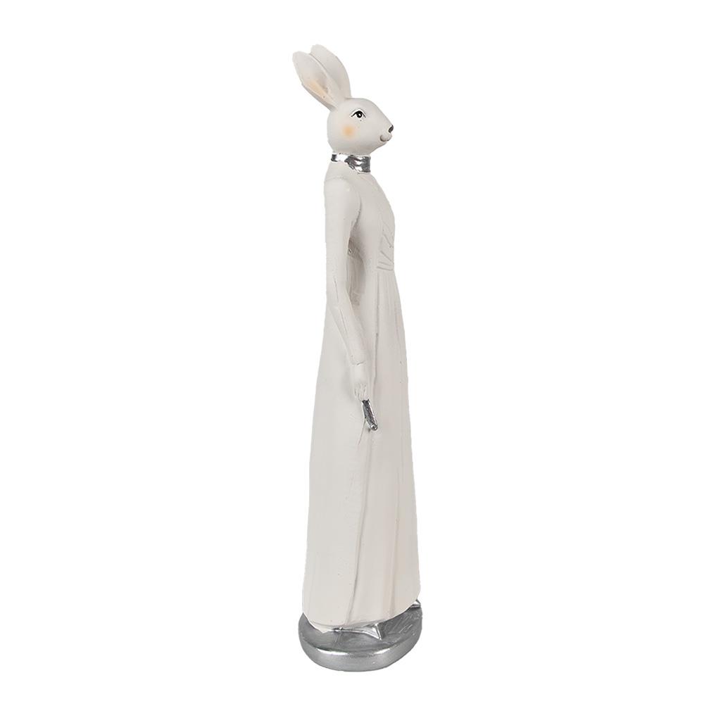 Clayre & Eef Beeld Konijn 28 cm Wit Polyresin Paasdecoratie