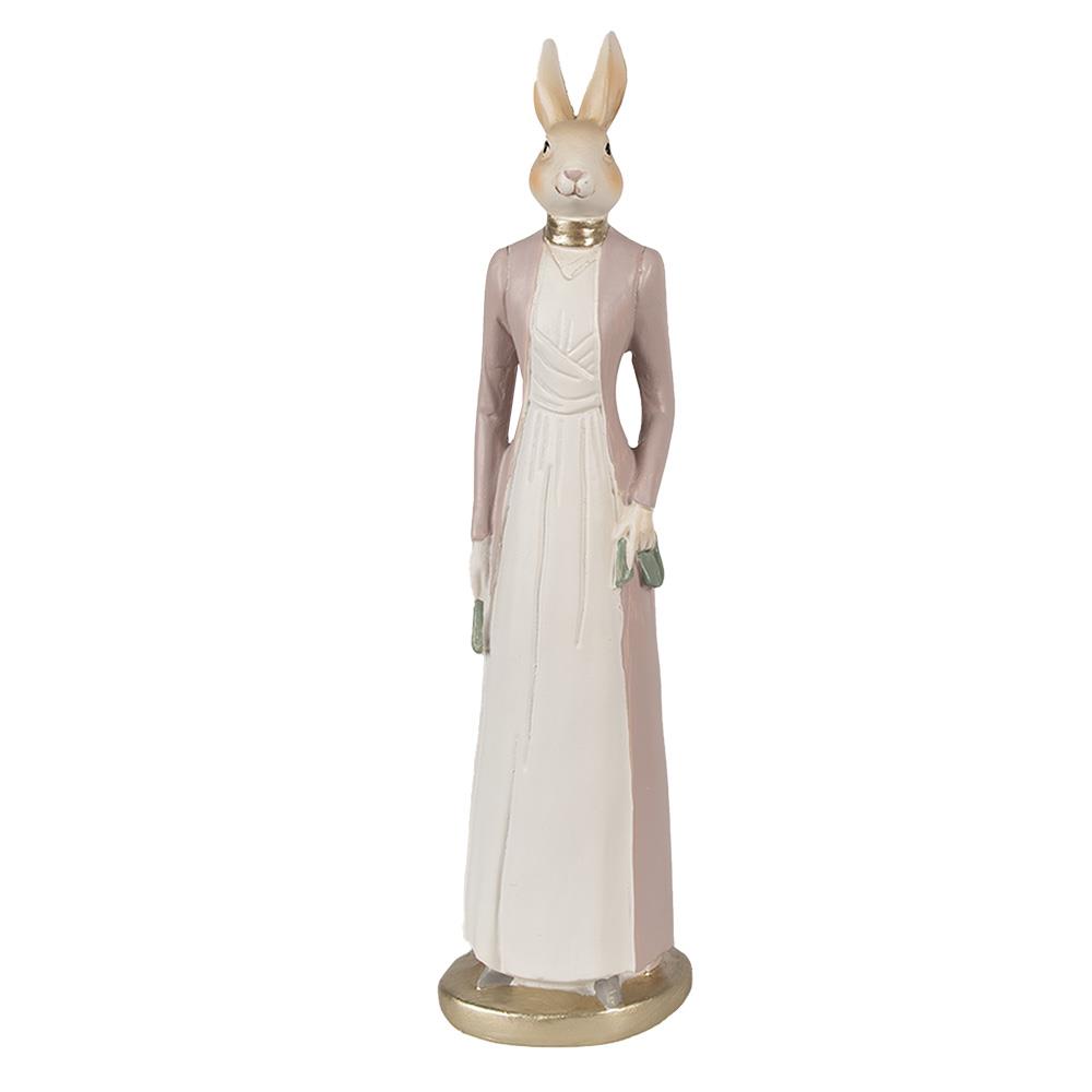 Clayre & Eef Beeld Konijn 28 cm Beige Roze Polyresin Paasdecoratie