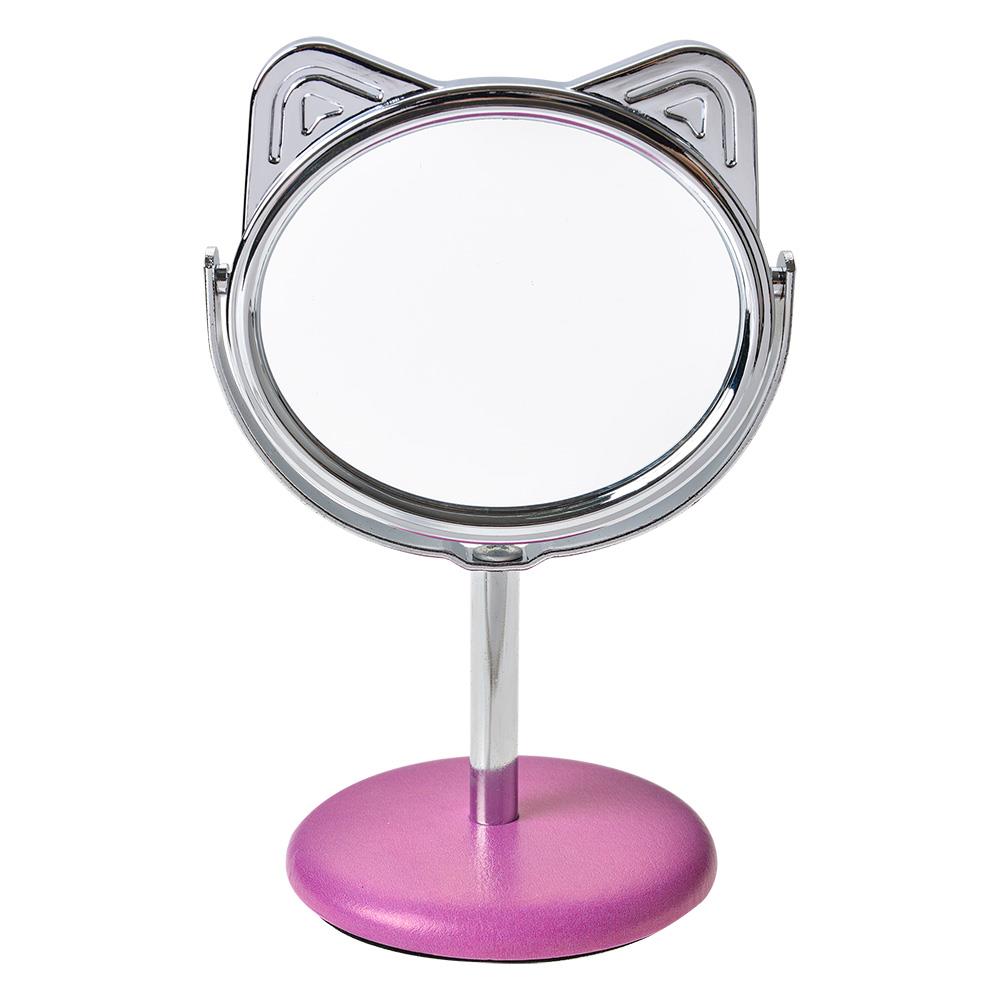 Clayre & Eef Spiegel Kat Ø 9x14 cm Beige Roze Metaal Glas Rond Make-Up