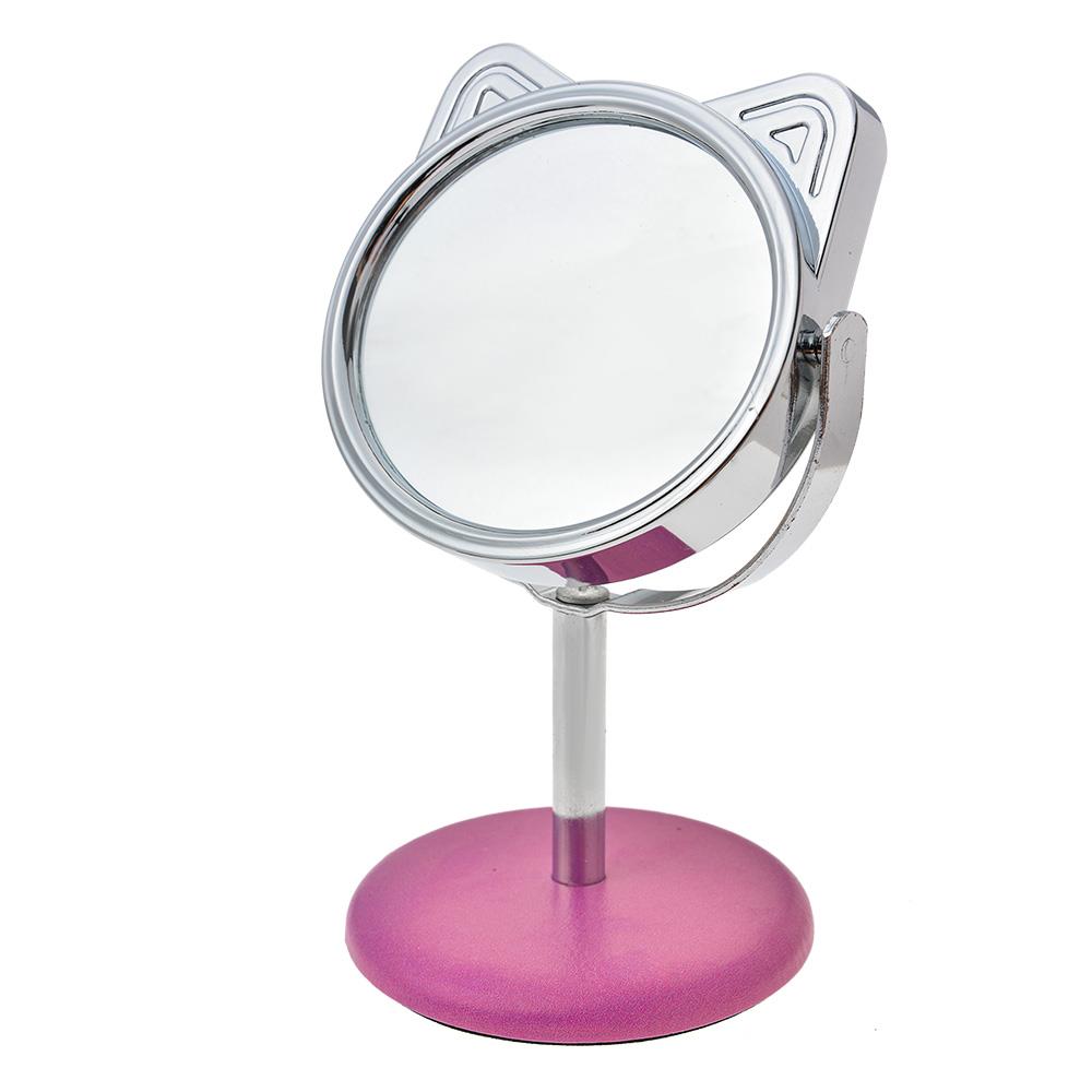 Clayre & Eef Spiegel Kat Ø 9x14 cm Beige Roze Metaal Glas Rond Make-Up
