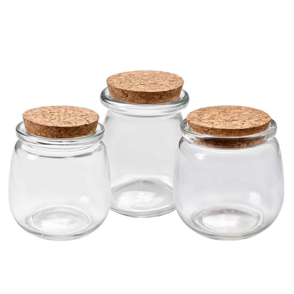 Clayre & Eef Voorraadpot  Ø 7x8 cm Transparant Glas Voorraadbus