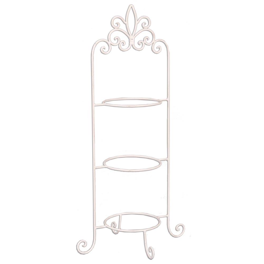 Clayre & Eef Etagère voor 3 borden  77 cm Wit Ijzer Rond Etagère