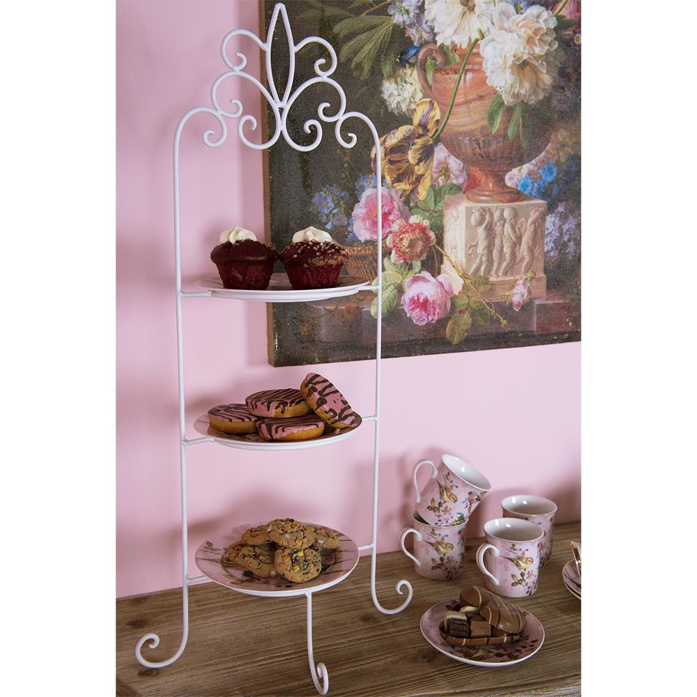 Clayre & Eef Etagère voor 3 borden  77 cm Wit Ijzer Rond Etagère