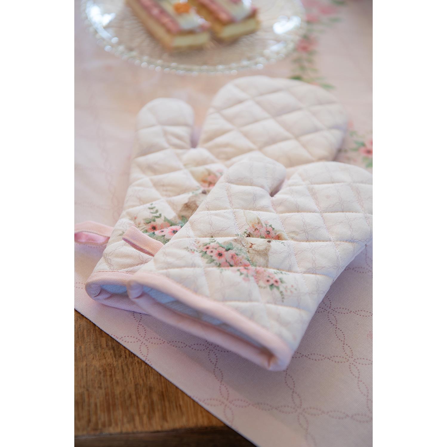 Clayre & Eef Kind Pannenlap  16x16 cm Roze Katoen Vierkant Konijn