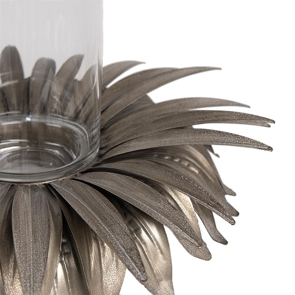 Clayre & Eef Waxinelichthouder Bloem Ø 41x20 cm Goudkleurig Ijzer Glas