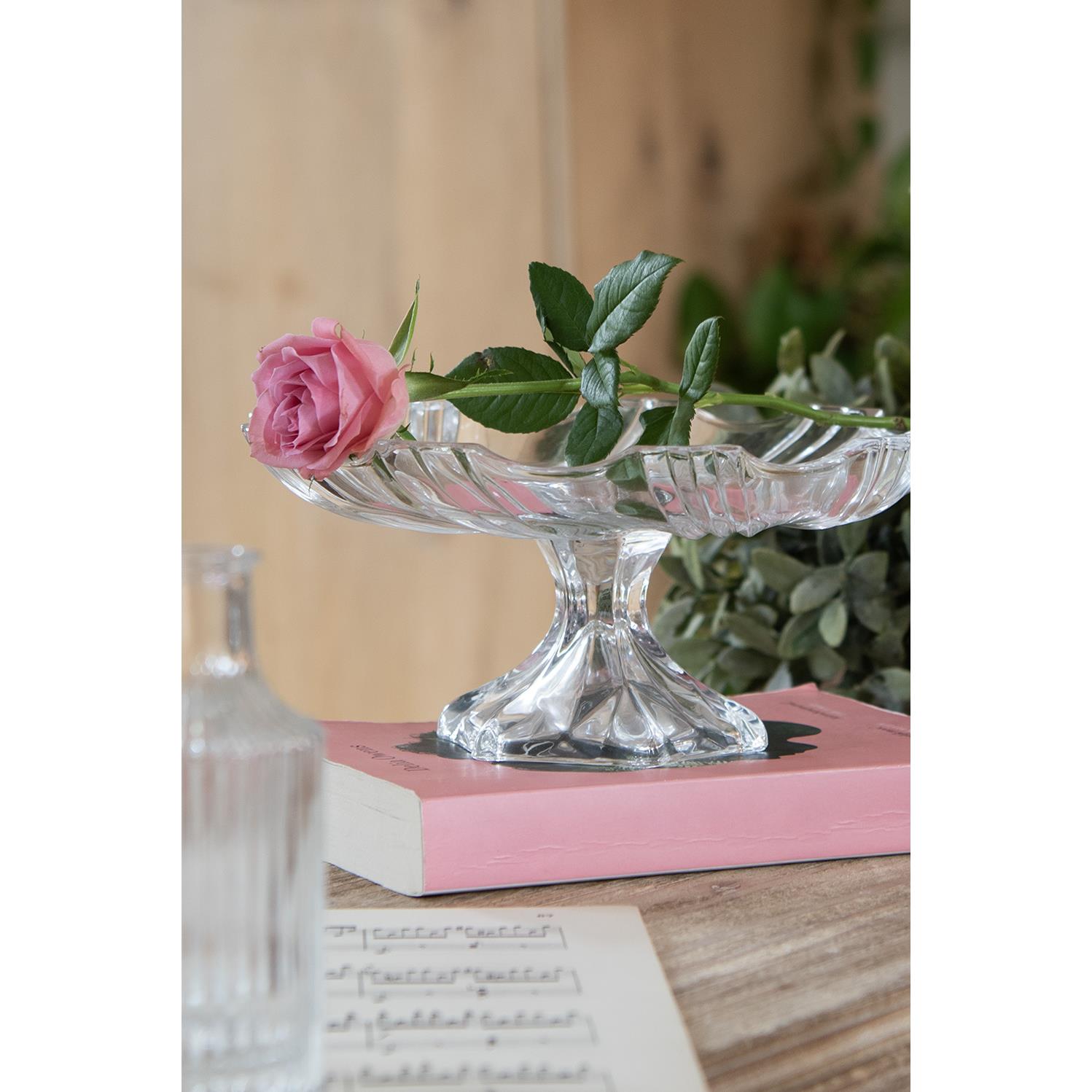Clayre & Eef Fruitschaal  Ø 23x11 cm Transparant Glas Serveerschaal
