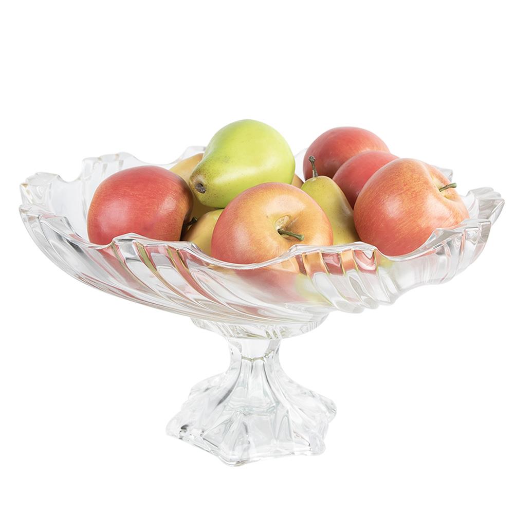 Clayre & Eef Fruitschaal  Ø 38x21 cm Transparant Glas Serveerschaal