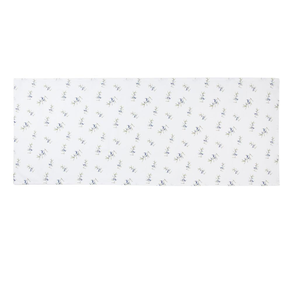 Clayre & Eef Tafelloper  50x140 cm Wit Katoen Olijven