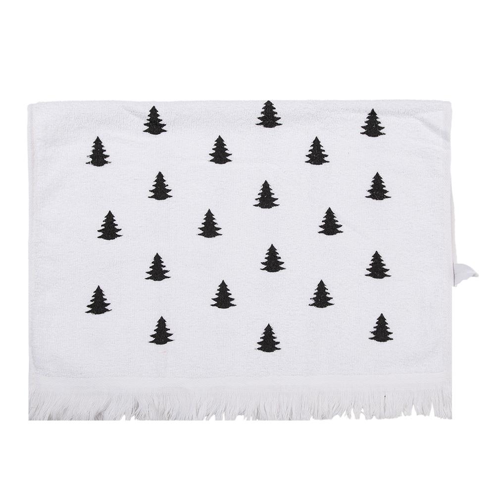 Clayre & Eef Gastendoekje  40x66 cm Wit Zwart Katoen Kerstbomen Toilet