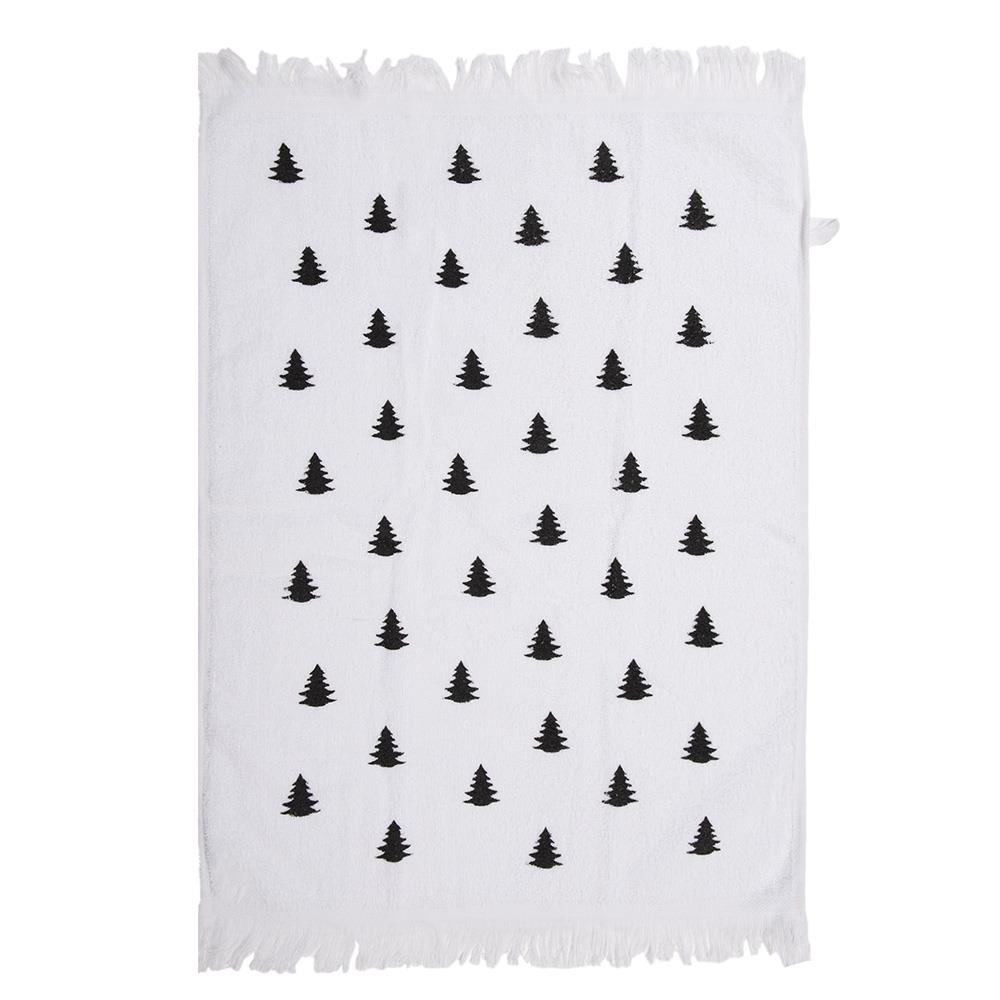 Clayre & Eef Gastendoekje  40x66 cm Wit Zwart Katoen Kerstbomen Toilet