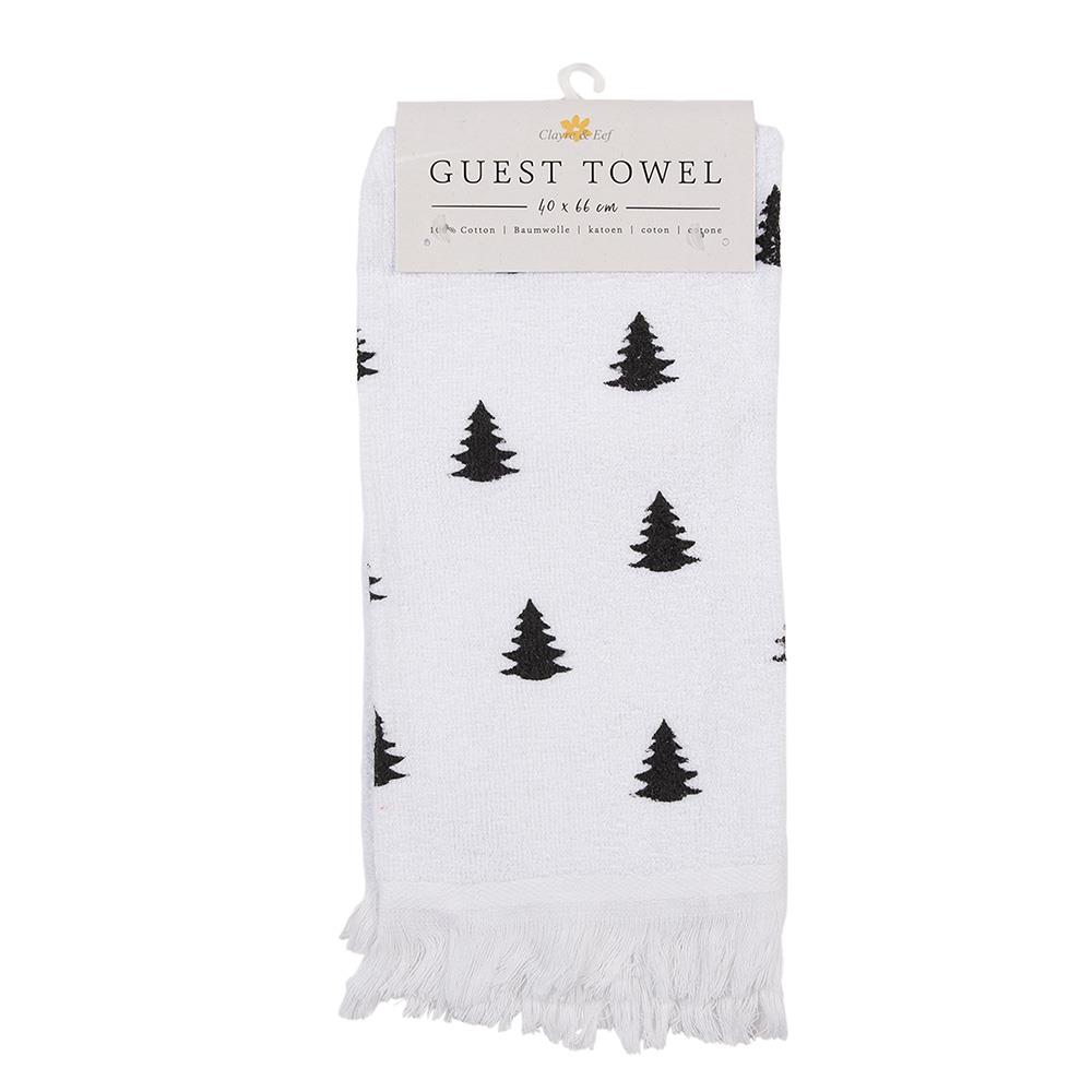 Clayre & Eef Gastendoekje  40x66 cm Wit Zwart Katoen Kerstbomen Toilet