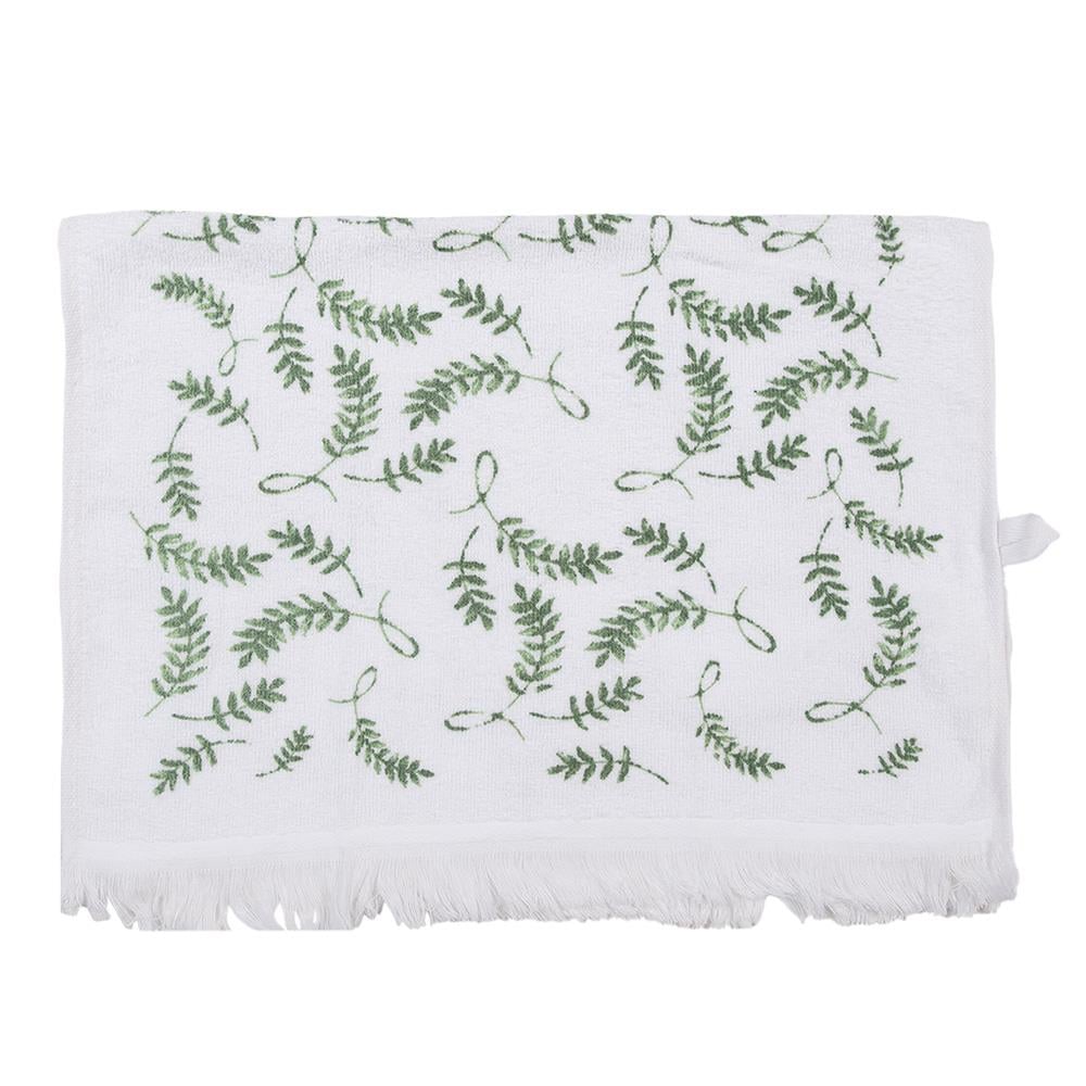Clayre & Eef Gastendoekje  40x66 cm Wit Groen Katoen Takjes Toilet