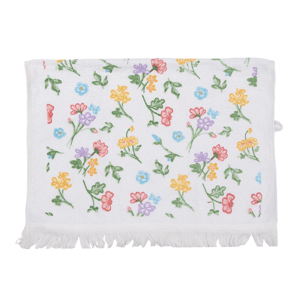 Clayre & Eef Gastendoekje  40x66 cm Wit Geel Katoen Bloemen Toilet