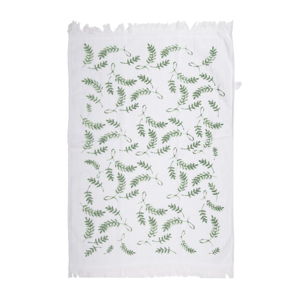 Clayre & Eef Gastendoekje  40x66 cm Wit Groen Katoen Takjes Toilet