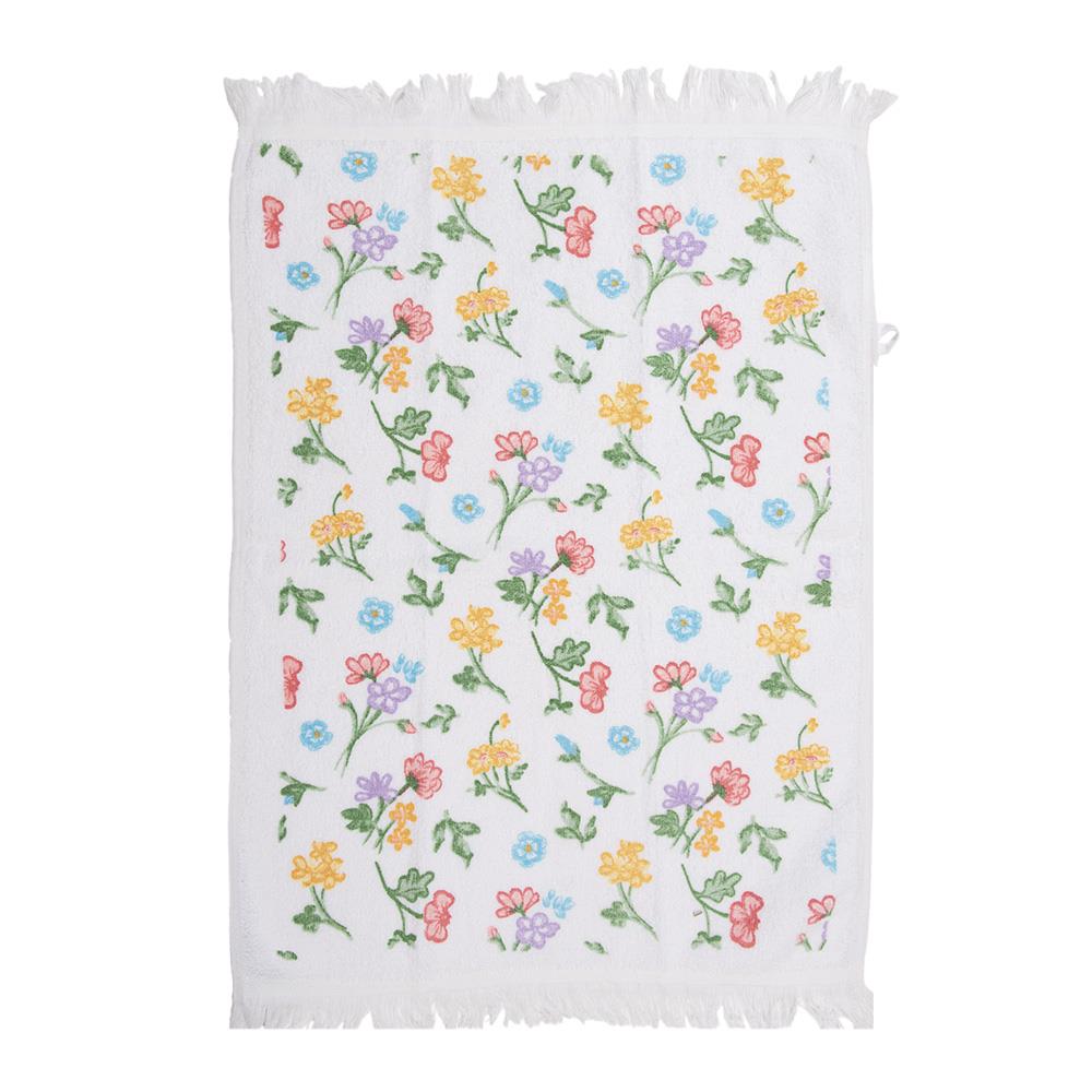 Clayre & Eef Gastendoekje  40x66 cm Wit Geel Katoen Bloemen Toilet