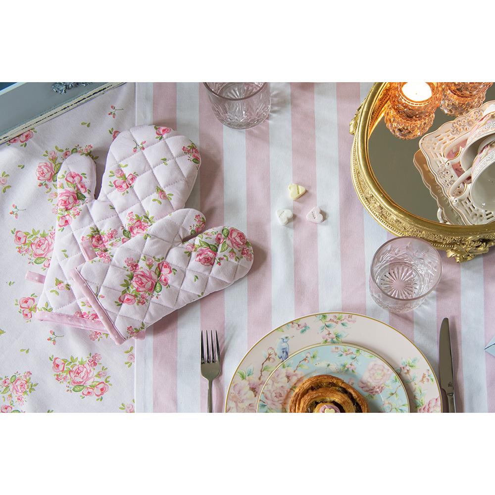 Clayre & Eef Theedoek  50x70 cm Roze Katoen Rozen