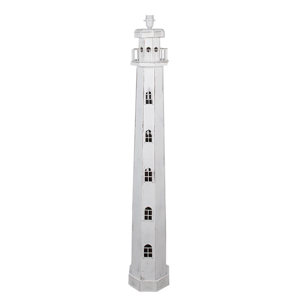 Clayre & Eef Vloerlamp Vuurtoren 23x23x140 cm Wit Hout