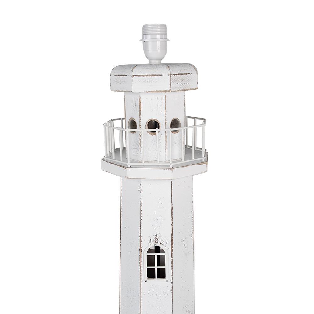 Clayre & Eef Vloerlamp Vuurtoren 23x23x140 cm Wit Hout