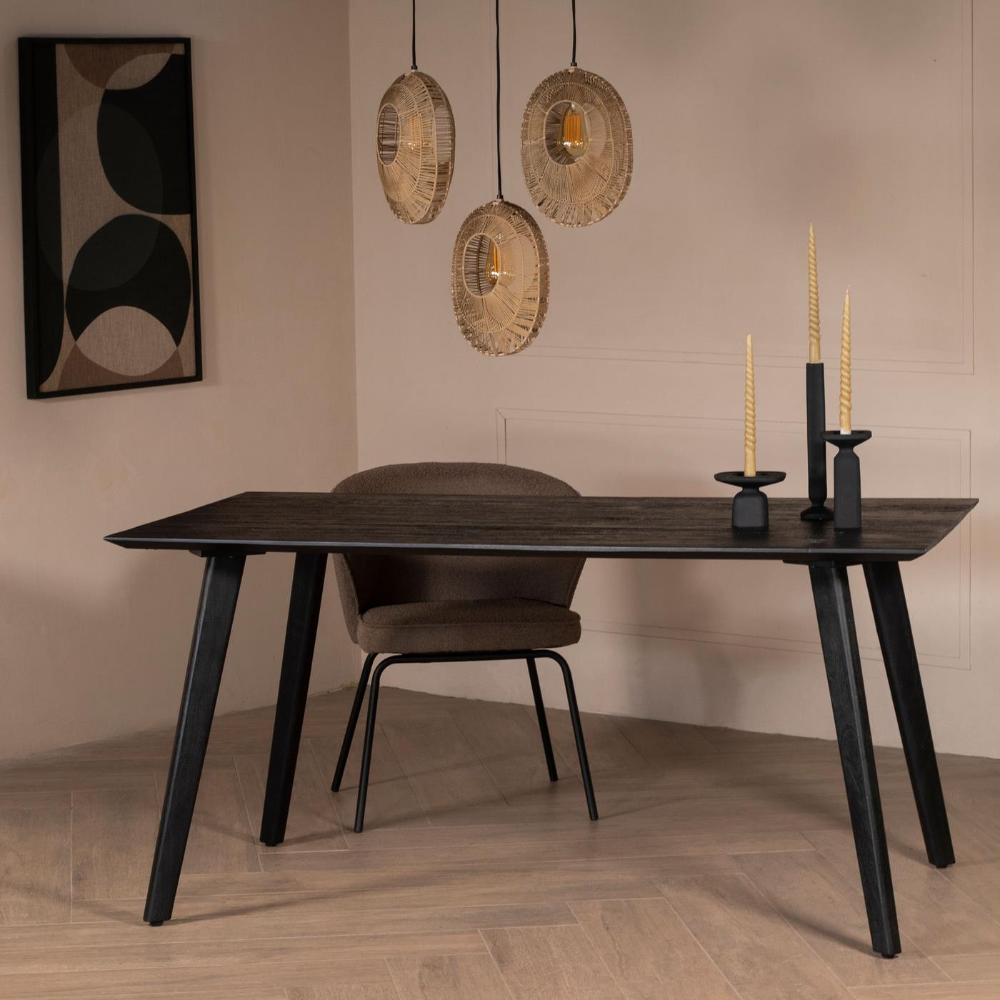 Giga Meubel - Eettafel 160cm Zwart - Mangohout - Tafel Oslo