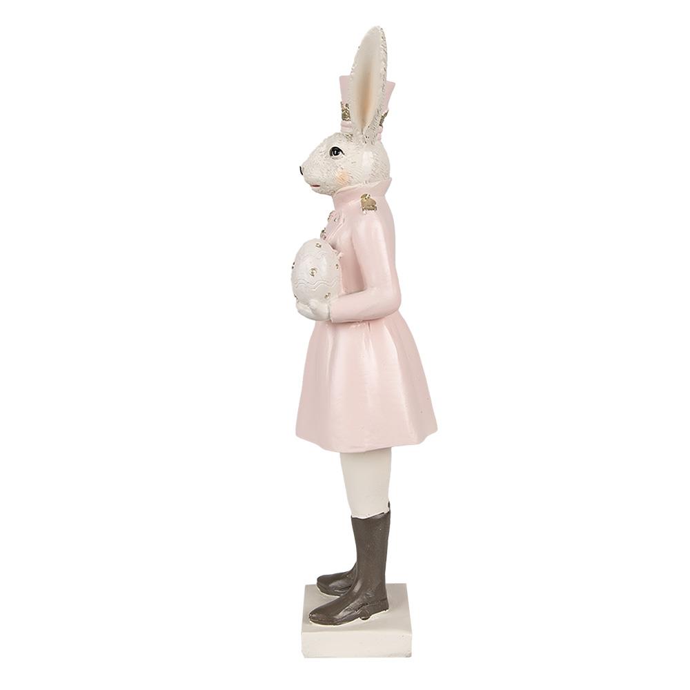 Clayre & Eef Beeld Konijn 23 cm Beige Roze Polyresin Paasdecoratie