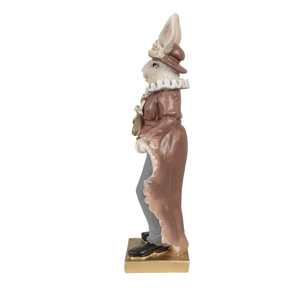 Clayre & Eef Beeld Konijn 30 cm Beige Bruin Polyresin Paasdecoratie