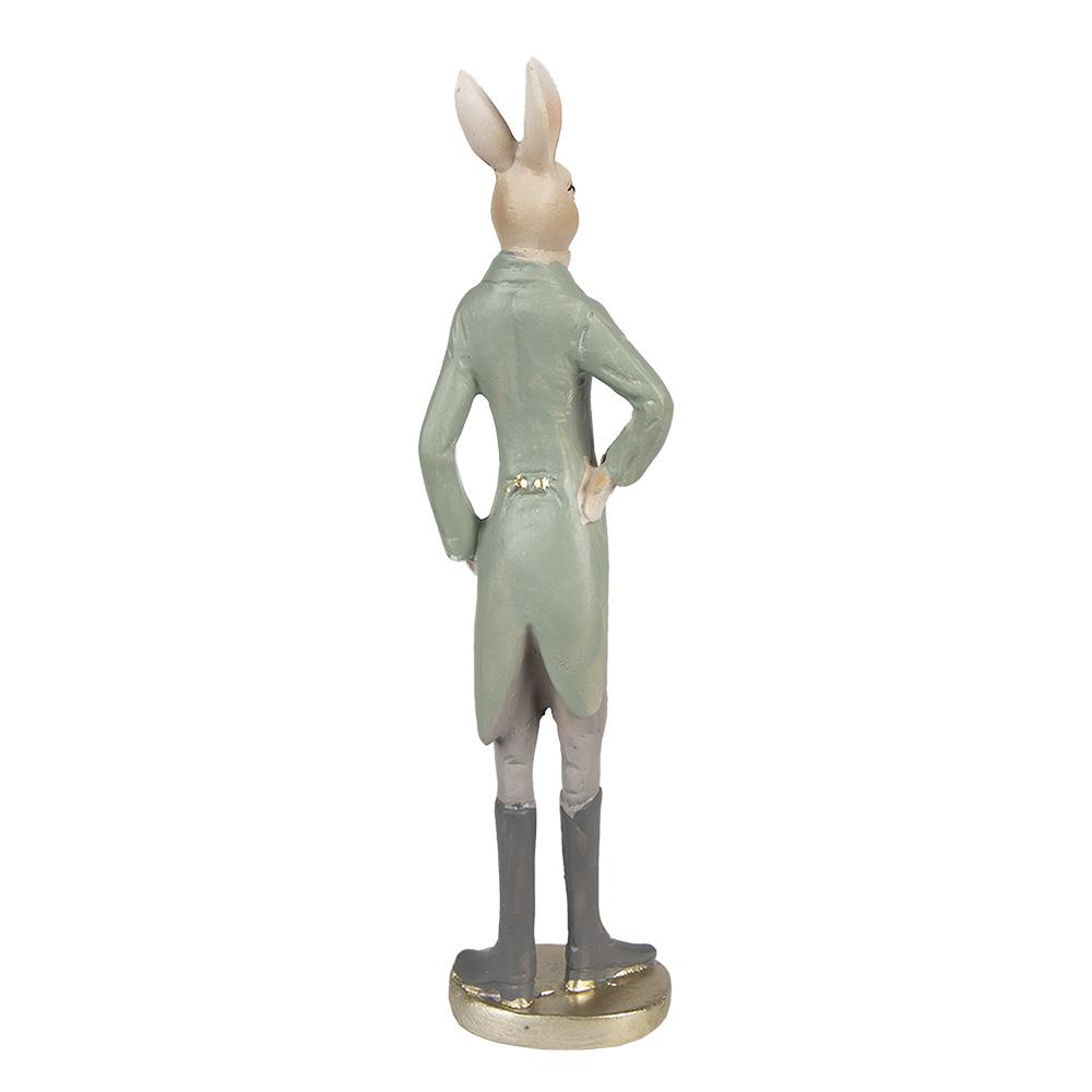 Clayre & Eef Beeld Konijn 40 cm Beige Groen Polyresin Paasdecoratie
