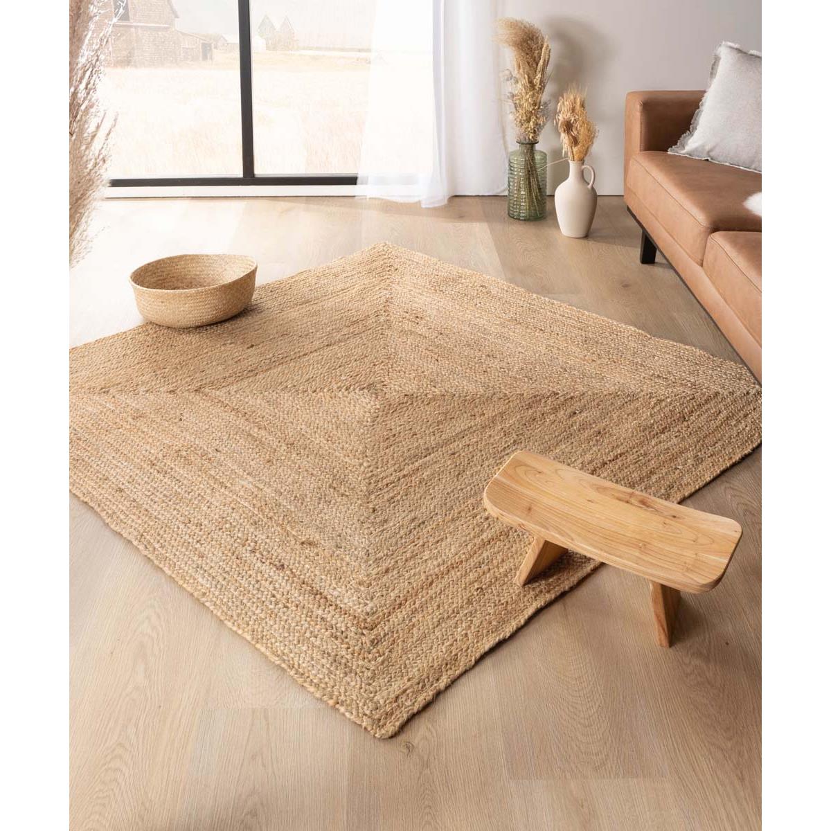 Boho&me Jute vloerkleed vierkant - Boho & me - naturel - 100x100 cm