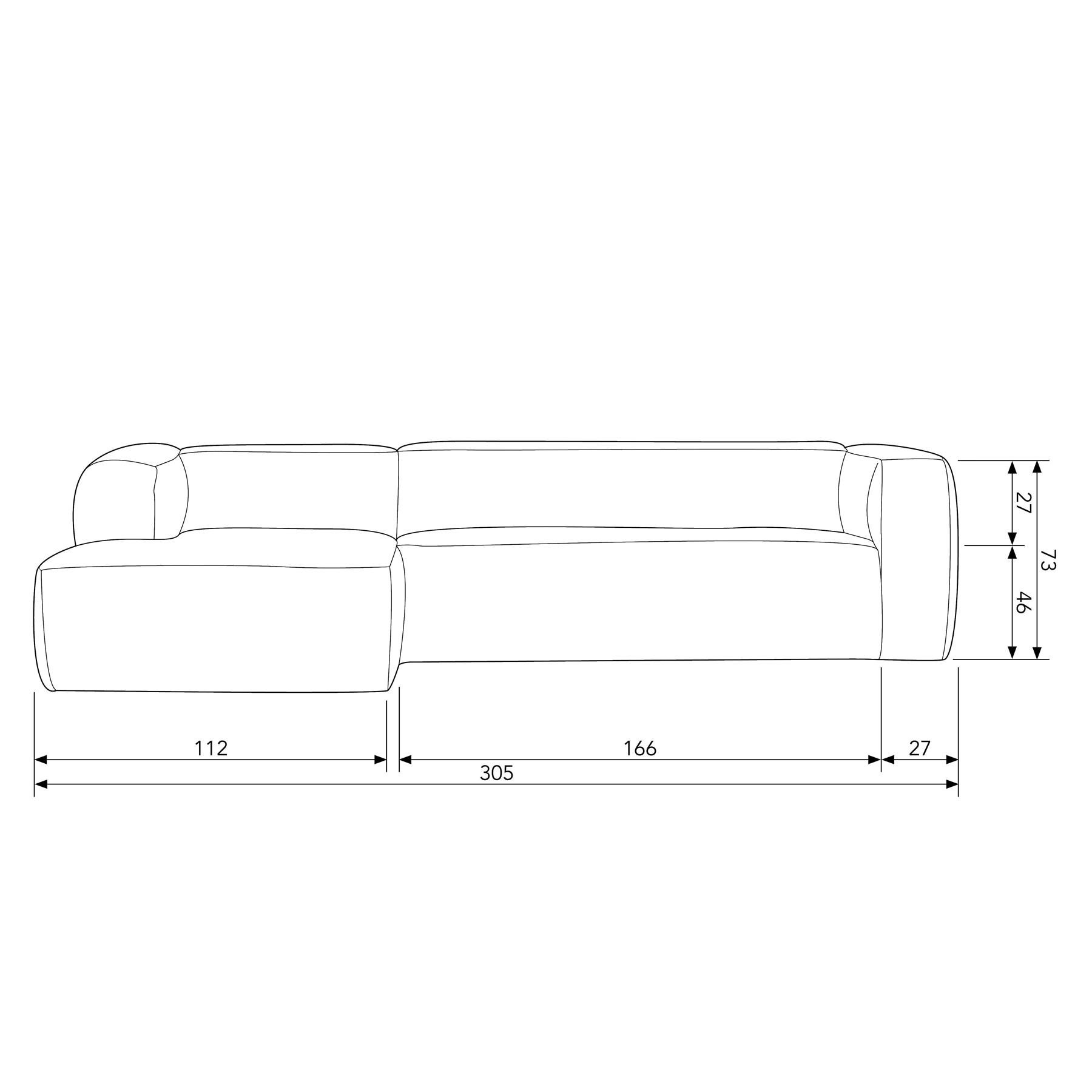 Woood Exclusive Bean Chaise Longue Links - Polyester - Dark Grey