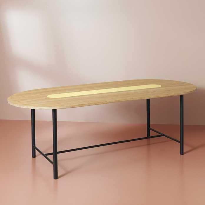 Warm Nordic Be My Guest tafel 220 geolied eiken met geel detail