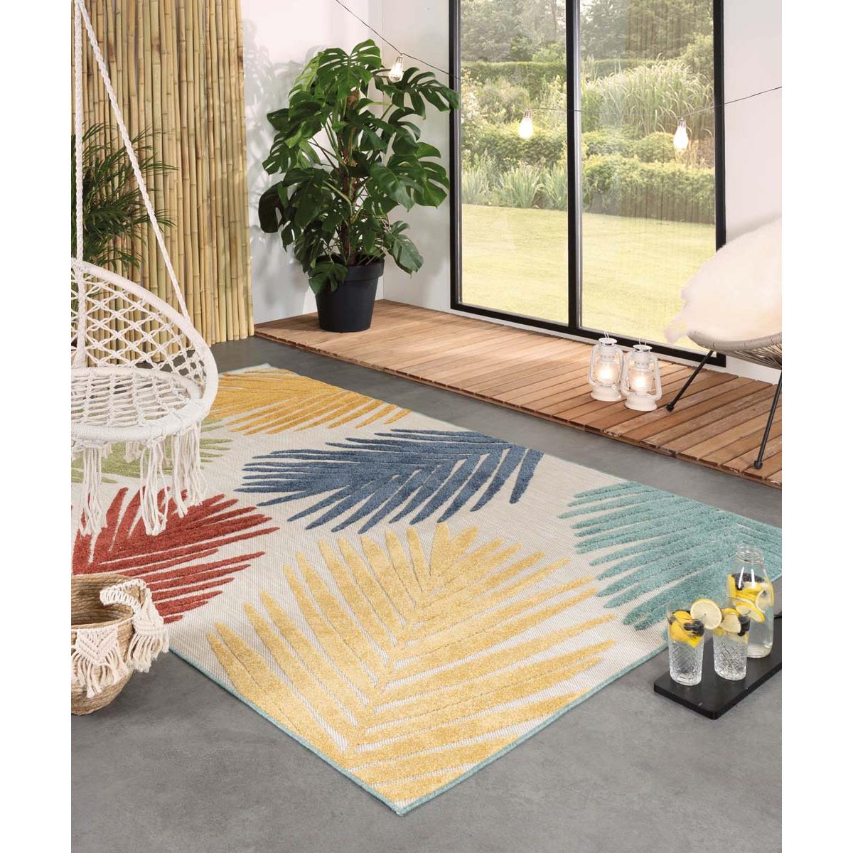 Boho&me Buitenkleed palmbladeren - Verano beige|multi - 80x150 cm