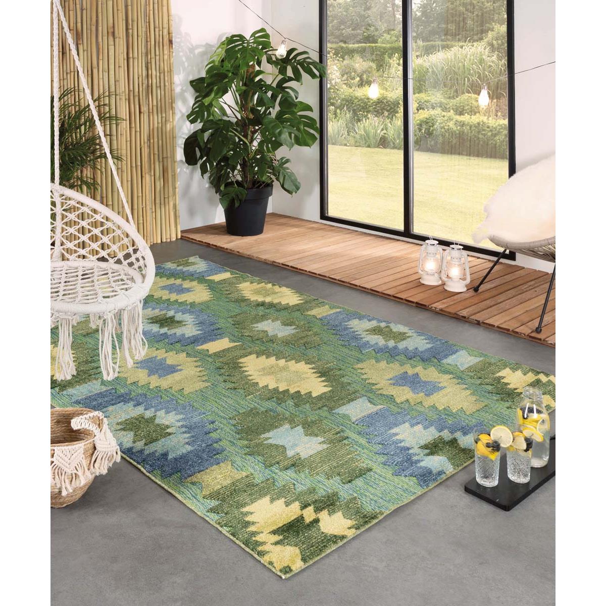 Boho&me Buitenkleed aztek - Verano blauw|groen - 140x200 cm